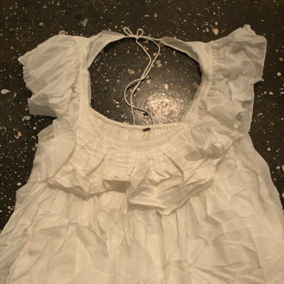 Free People Hailey Mini Dress Ivory White Ruffle Gauze Boho XS NWT $148 - Picture 7 of 7